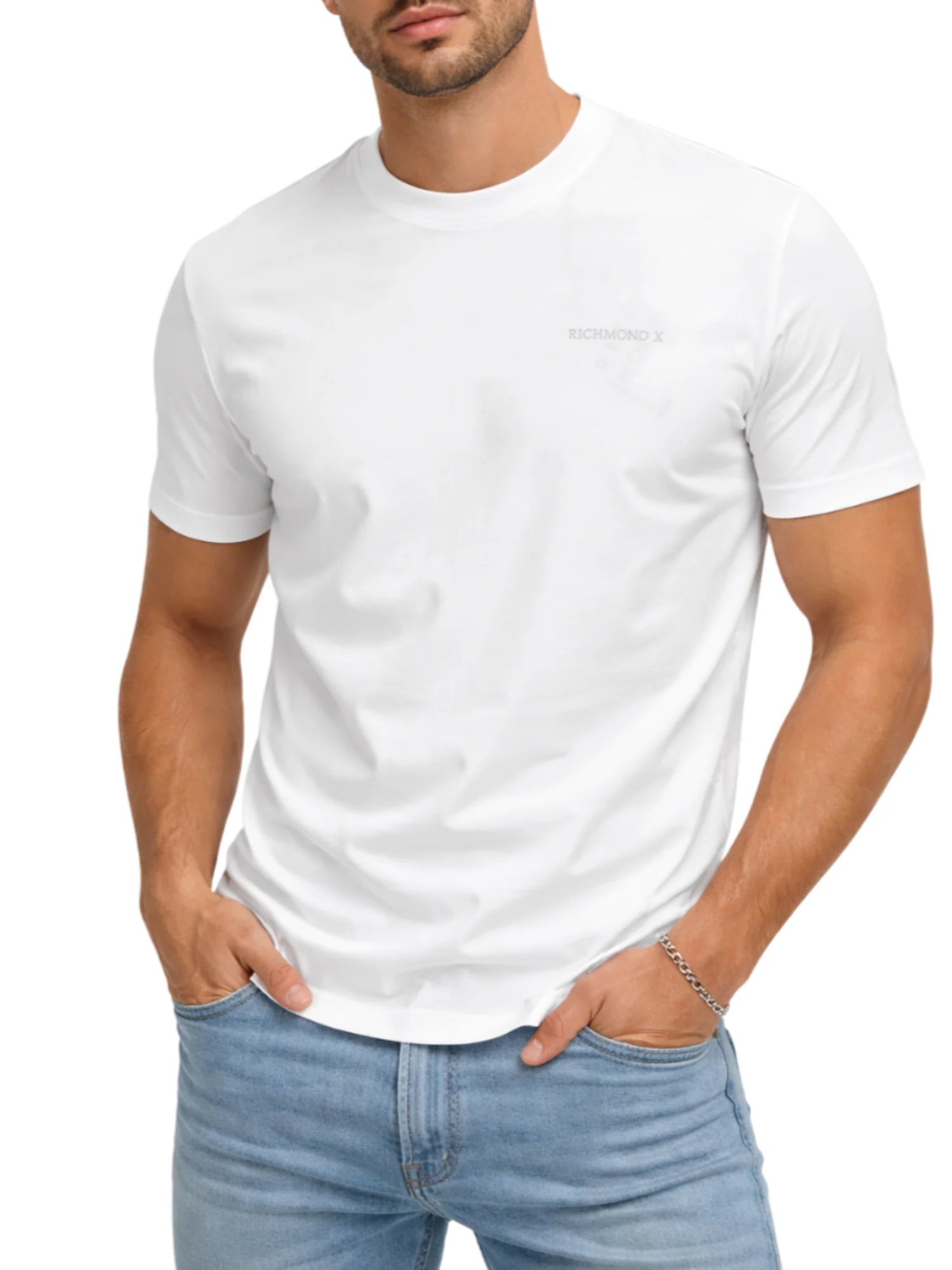 John Richmond T-shirt uomo manica corta Sorim panna UMP26010TS OFF-WHITE John RICHMOND 