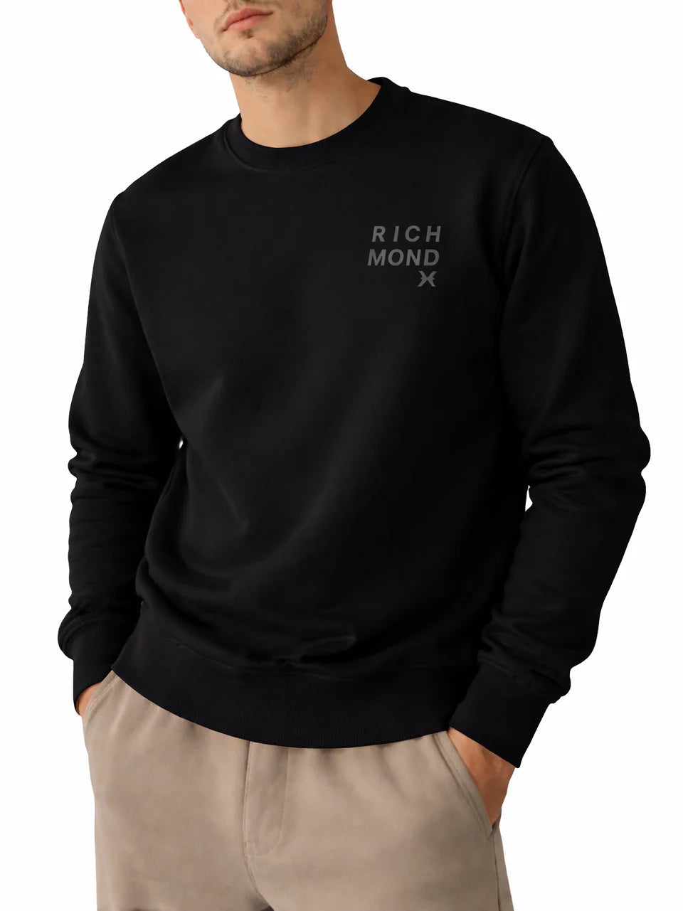 John Richmond felpa uomo Sangoma con logo nero UMP26032FE BLACK John RICHMOND 