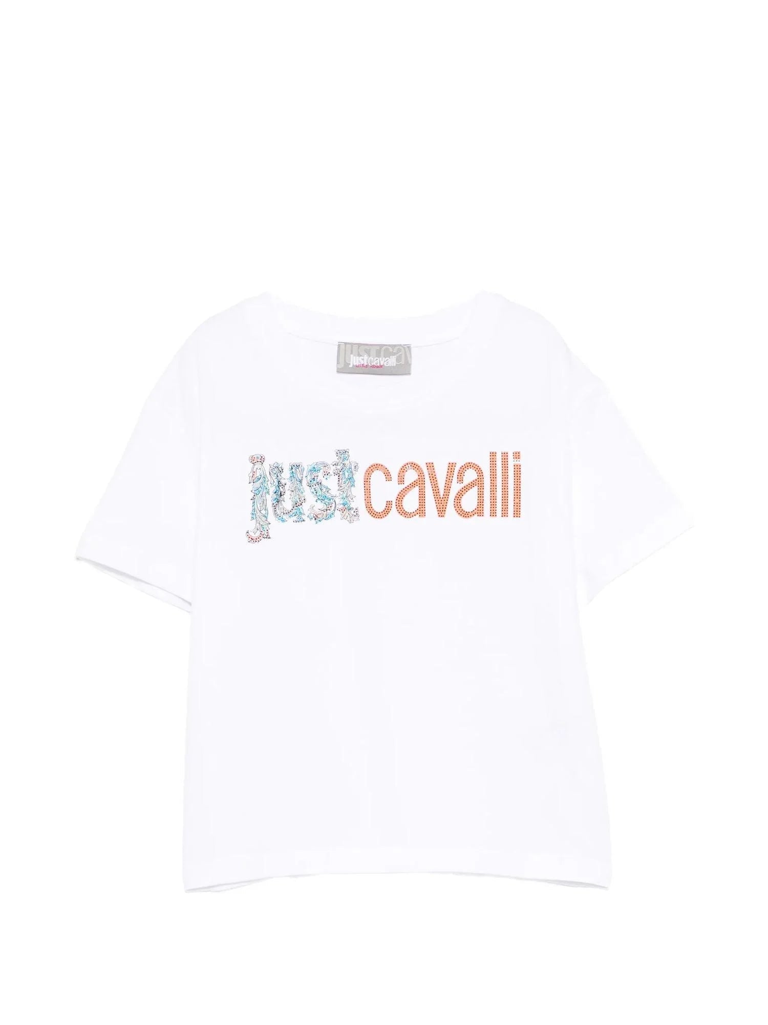 Just Cavalli T-shirt bambina con logo strass bianco JGP26067TS WHITE JUST CAVALLI 