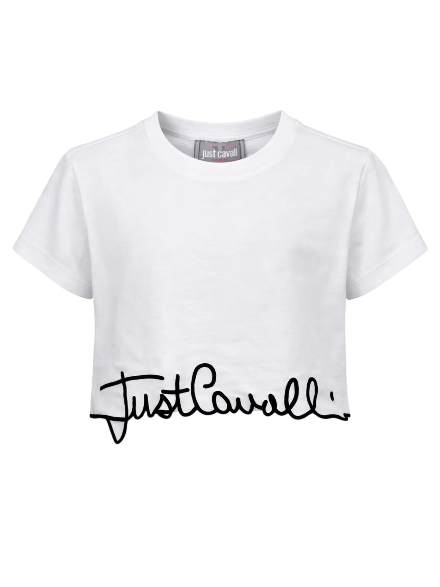 Just Cavalli T-shirt crop bambina con logo bianco JGP26084TS WHITE-BLACK JUST CAVALLI 