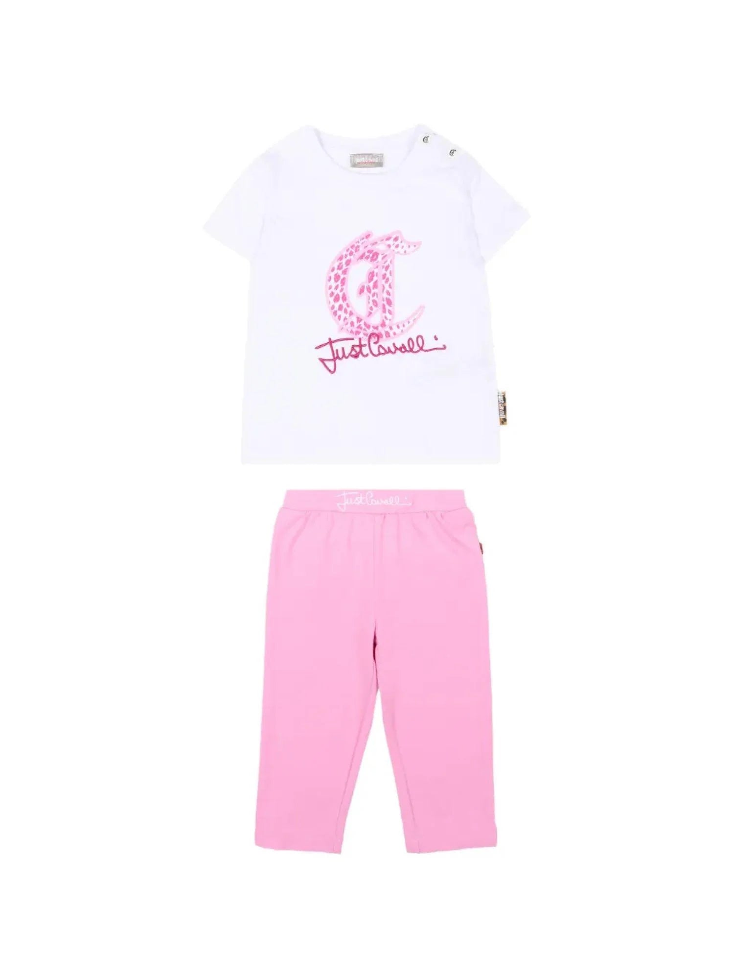 Just Cavalli completo neonata T-shirt e leggings bianco rosa JIP26015CJ WHITE-PINK BEGONIA JUST CAVALLI 