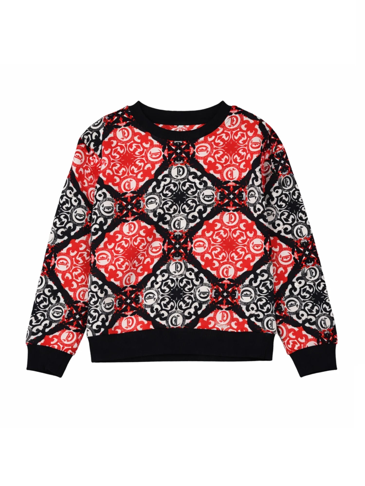 Just Cavalli felpa neonato Chilla in fantasia logata rosso nero JIP26053FE ARALDICO MONOGRAM JUST CAVALLI 