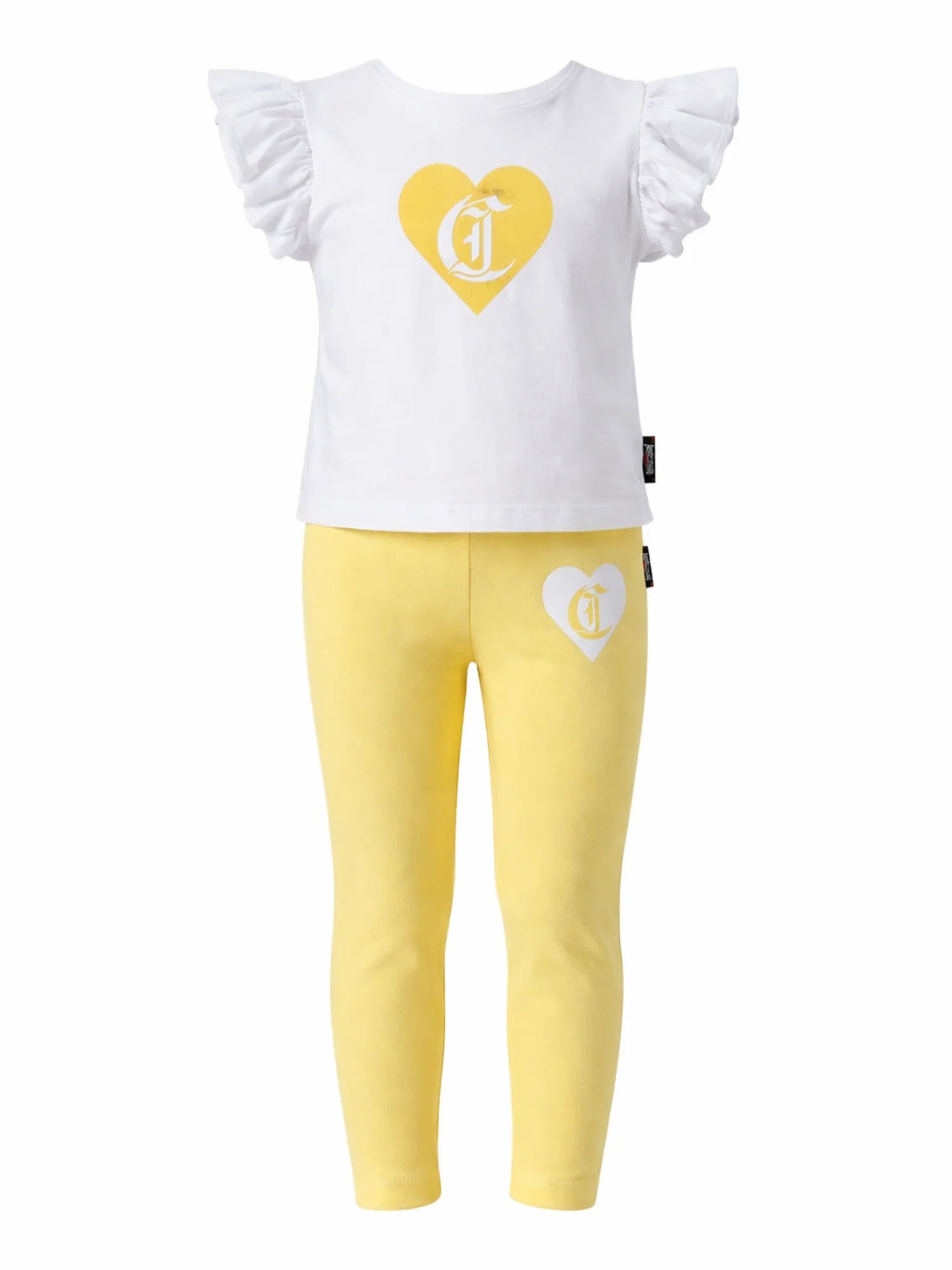 Just Cavalli completo bambina T-shirt e pantaloni bianco giallo JIP26077CJ WHITE-POPCORN JUST CAVALLI 