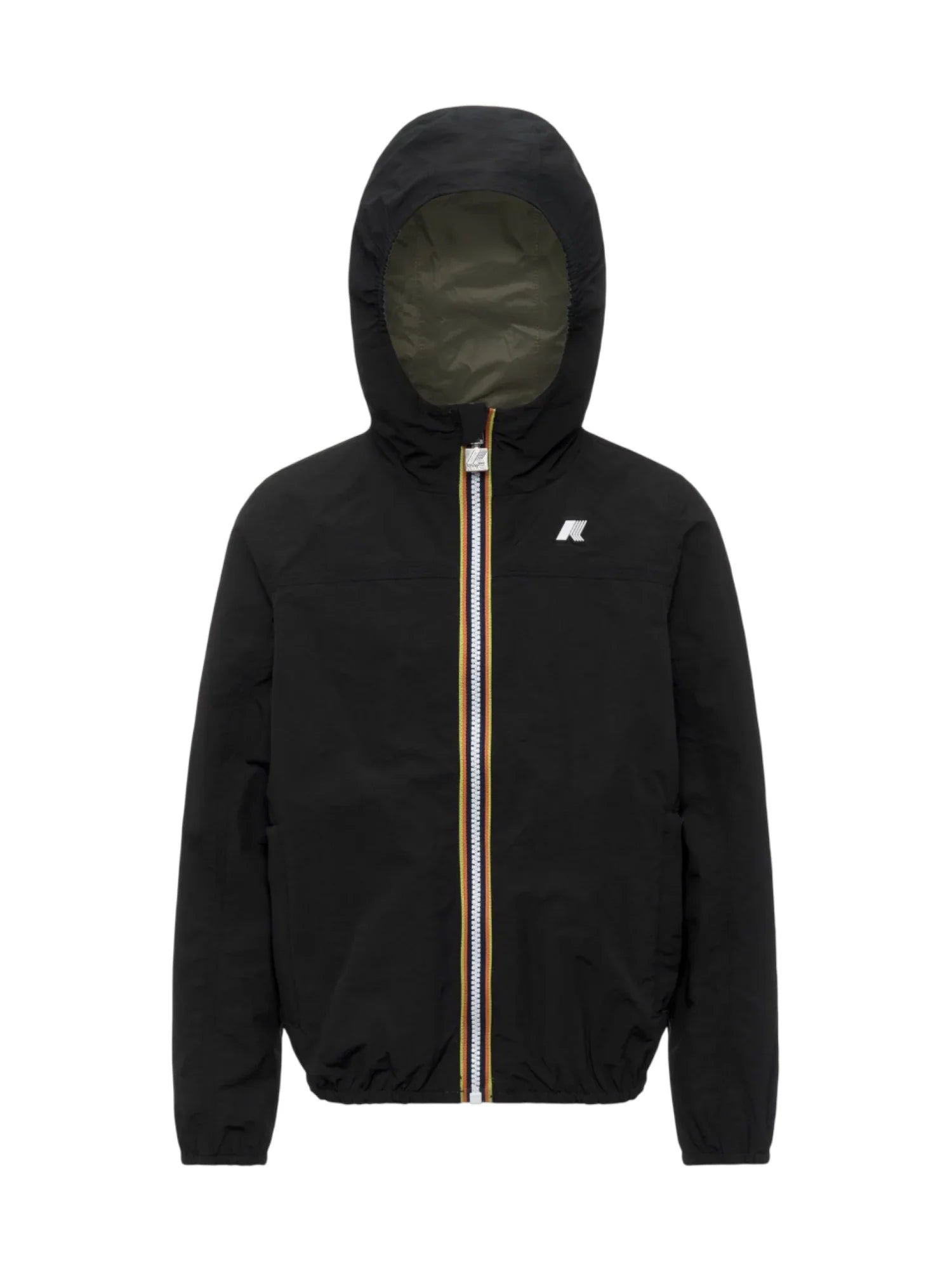 K-Way giubbino bambino reversibile con cappuccio nero verde K2145HW B0R K-WAY 