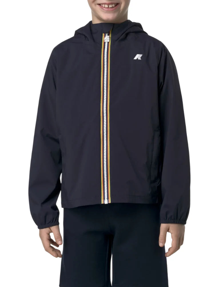 K-Way giubbino leggero antivento Jack con cappuccio blu K41335W K89 K-WAY 