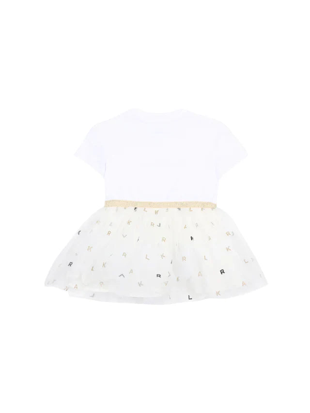 Karl Lagerfeld abito neonata con gonna in tulle bianco Z31043 BIANCO ECRU KARL LAGERFELD KIDS 