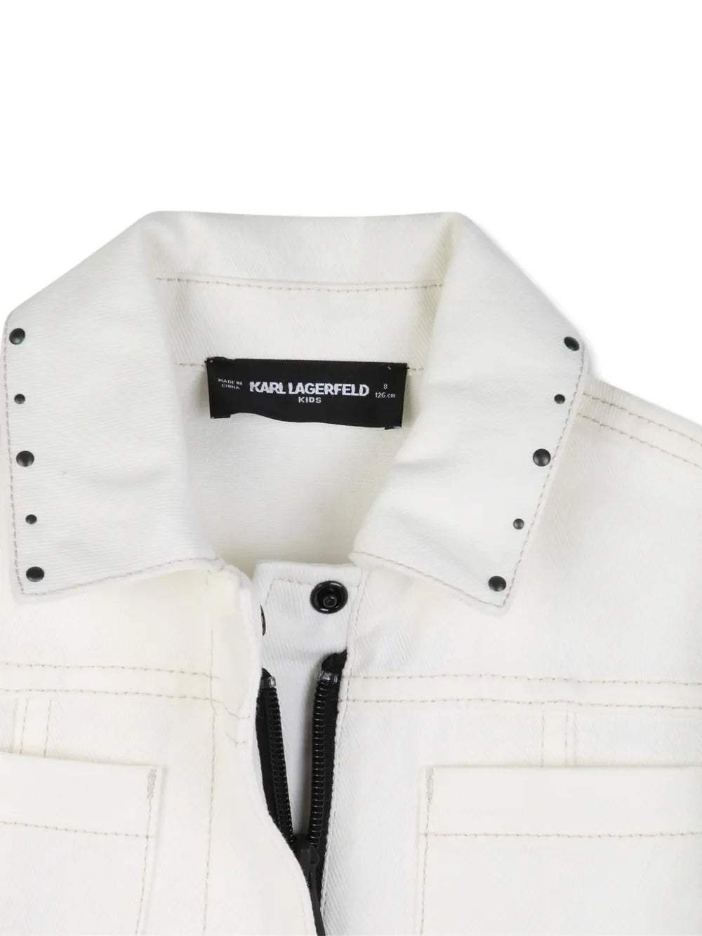 Karl Lagerfeld giubbino bambina in denim con strass panna Z31133 ECRU KARL LAGERFELD KIDS 