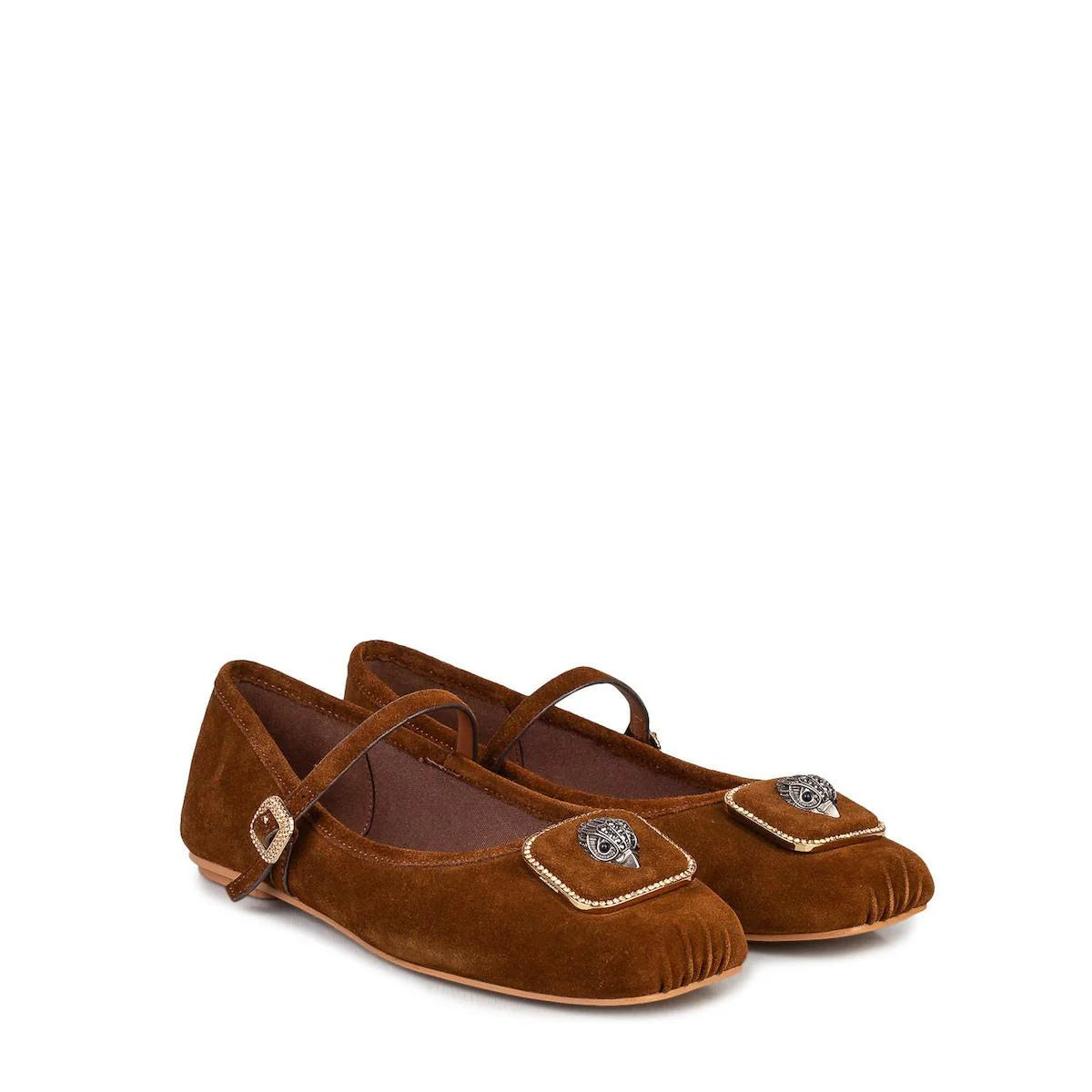 Kurt Geiger ballerine in suede con placca iconica marrone 5392030209 BROWN KURT GEIGER 