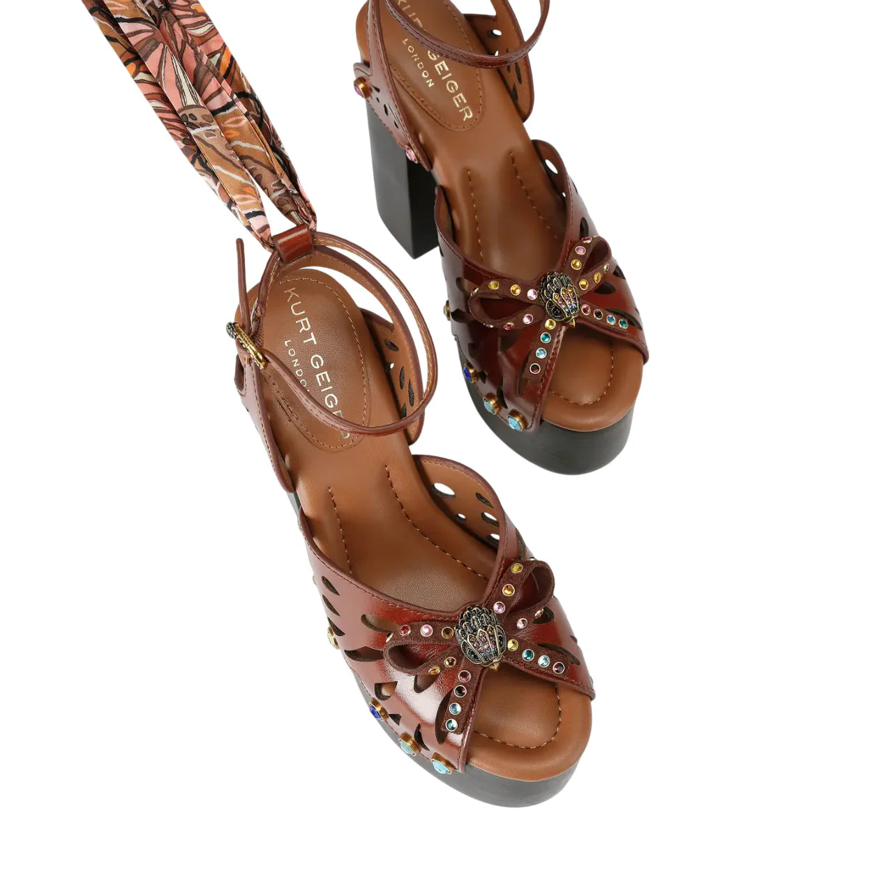 Kurt Geiger sandali Butterfly Platform con dettagli gioiello marrone 5596931109 DARK BROWN KURT GEIGER 