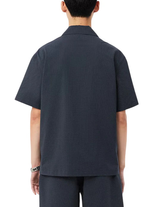 Lacoste camicia a righe uomo manica corta nero grigio CH2355 4CI LACOSTE 