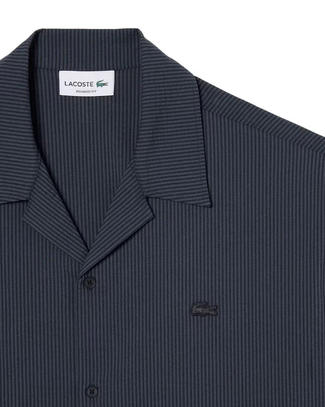 Lacoste camicia a righe uomo manica corta nero grigio CH2355 4CI LACOSTE 