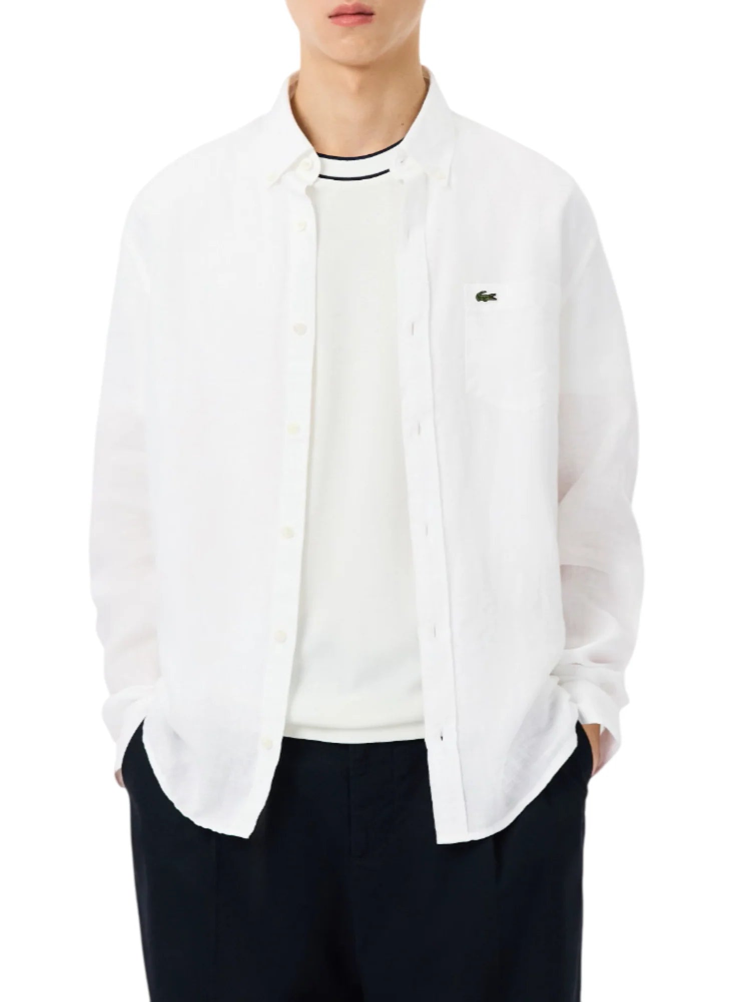 Lacoste camicia in lino uomo con tasca bianco CH5692 001 LACOSTE 