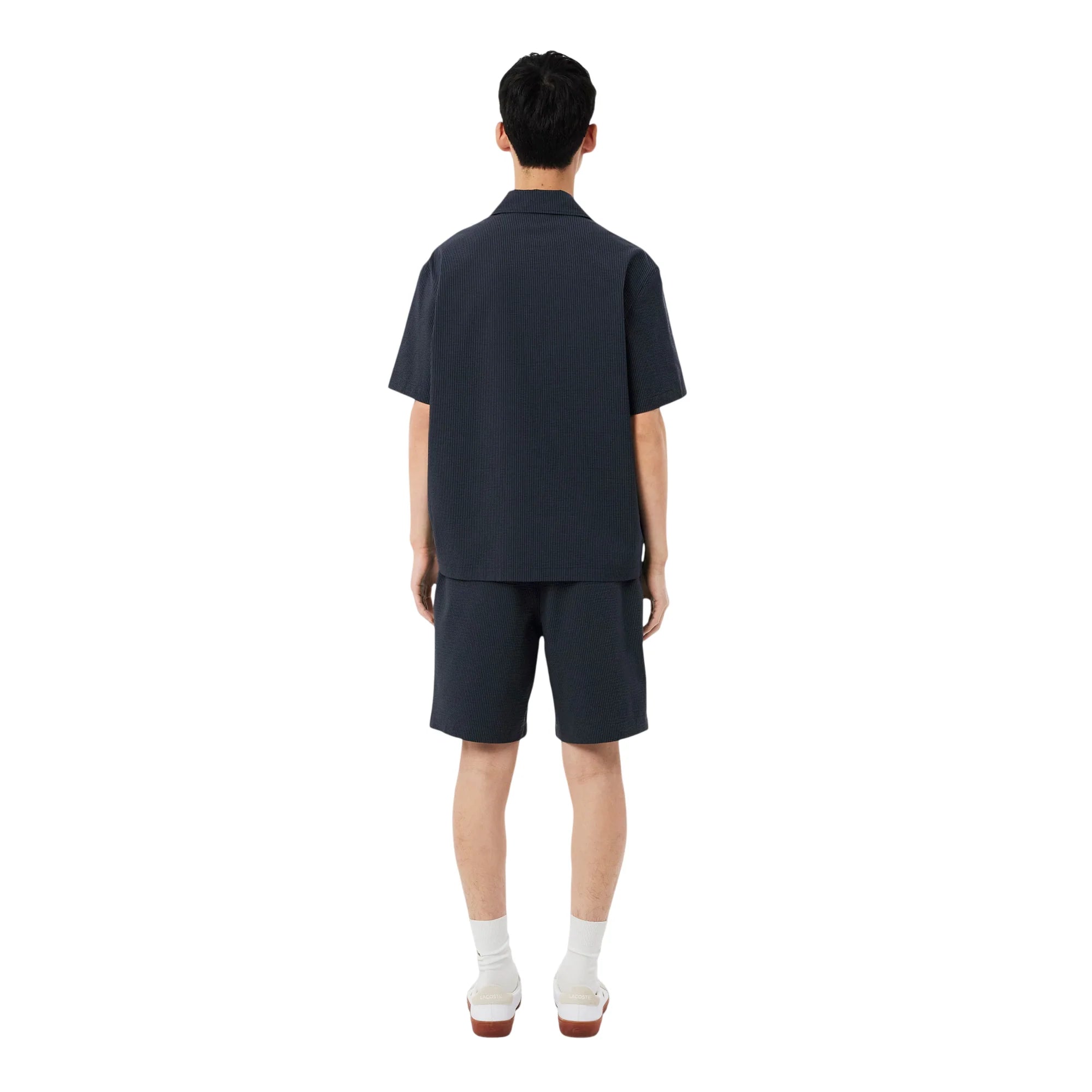Lacoste bermuda uomo in seersuker misto cotone nero grigio GH1977 4CI LACOSTE 