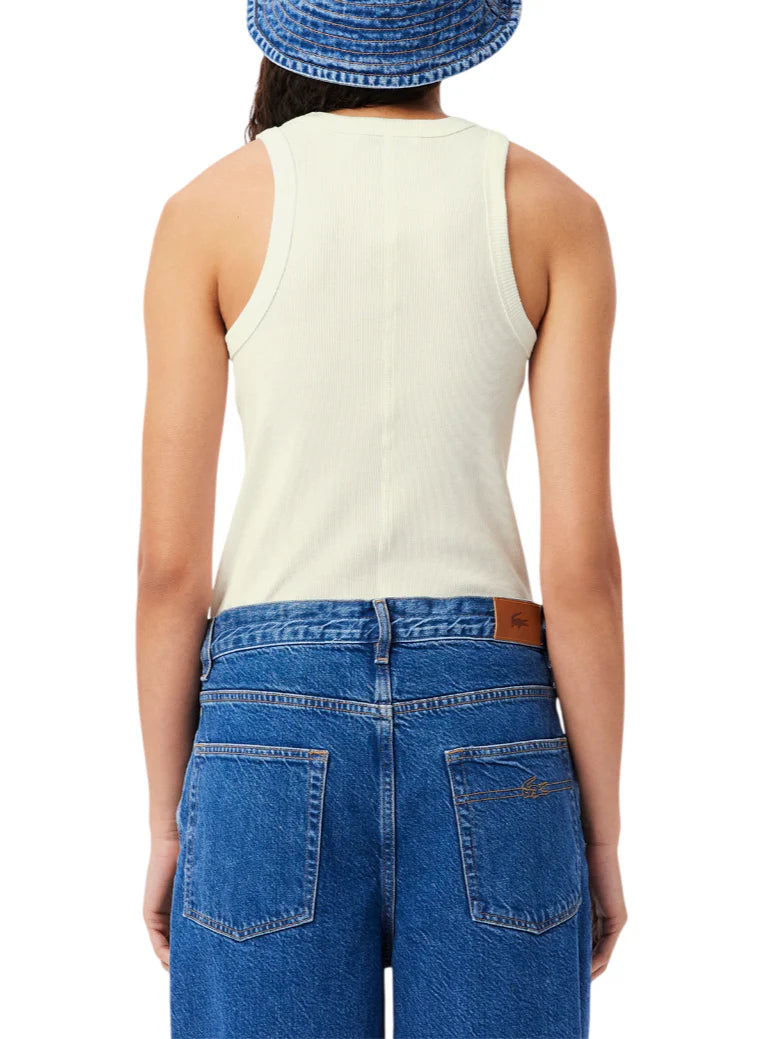 Lacoste canotta a costine donna panna TF5388 70V LACOSTE 