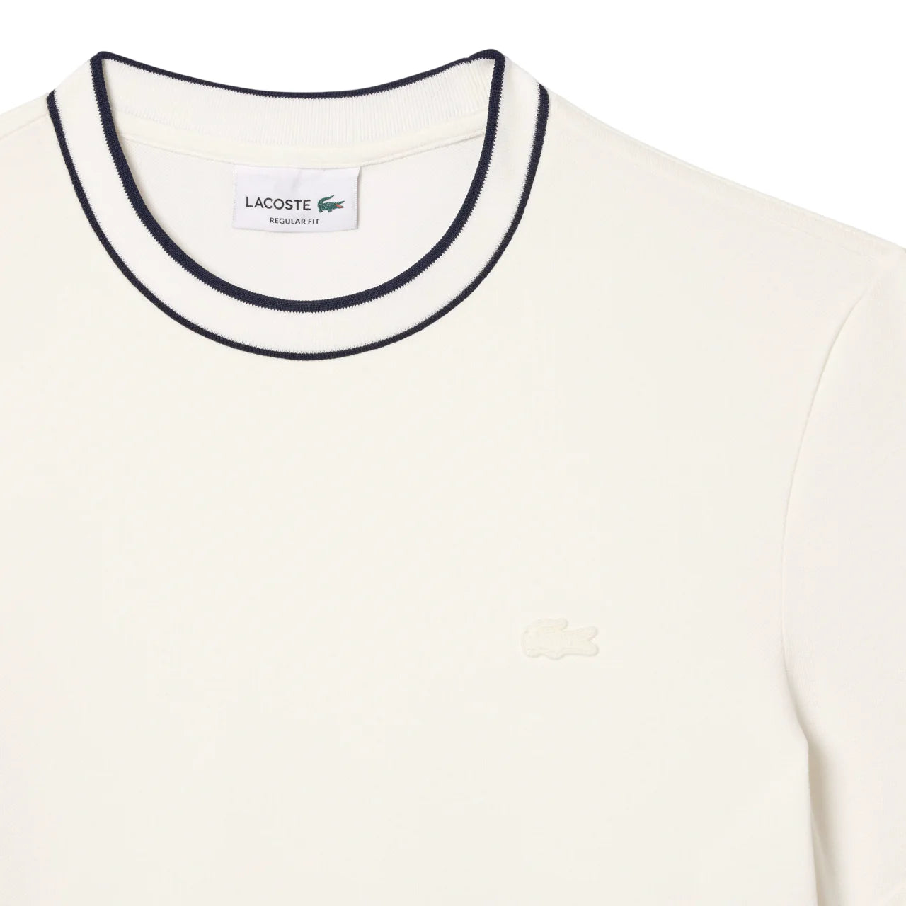 Lacoste T-shirt in piquè con colletto a righe bianco latte TH8174 70V LACOSTE 