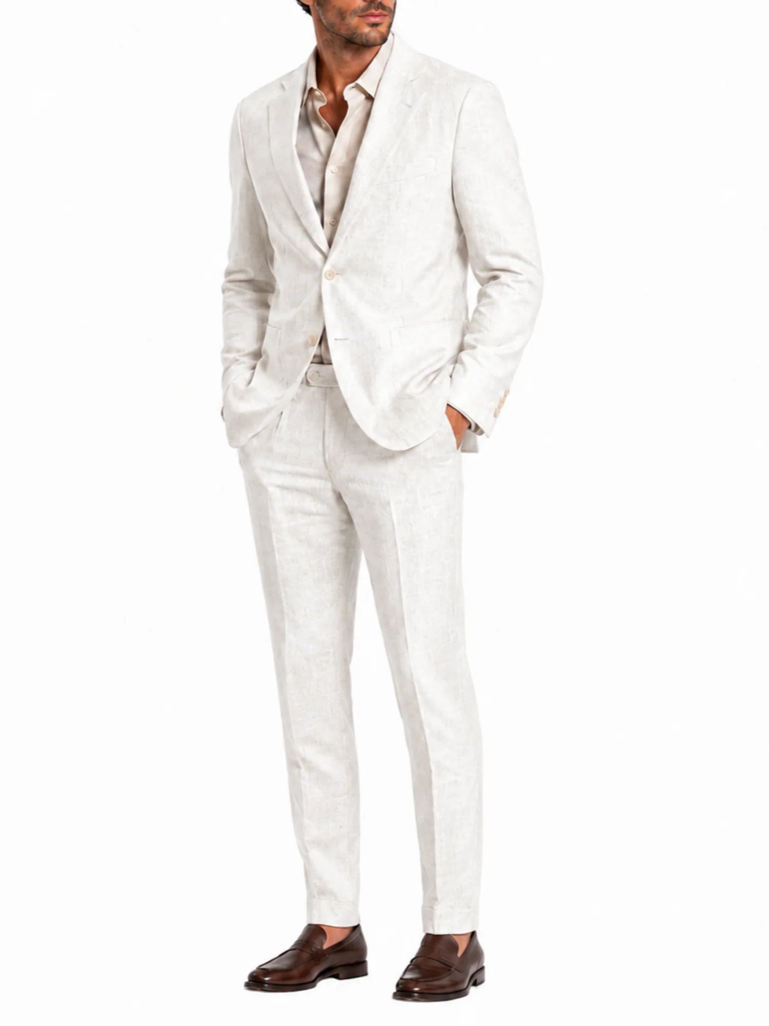 Le Braghe completo uomo monopetto in lino bianco AB25-1631 BIANCO Le Braghe 