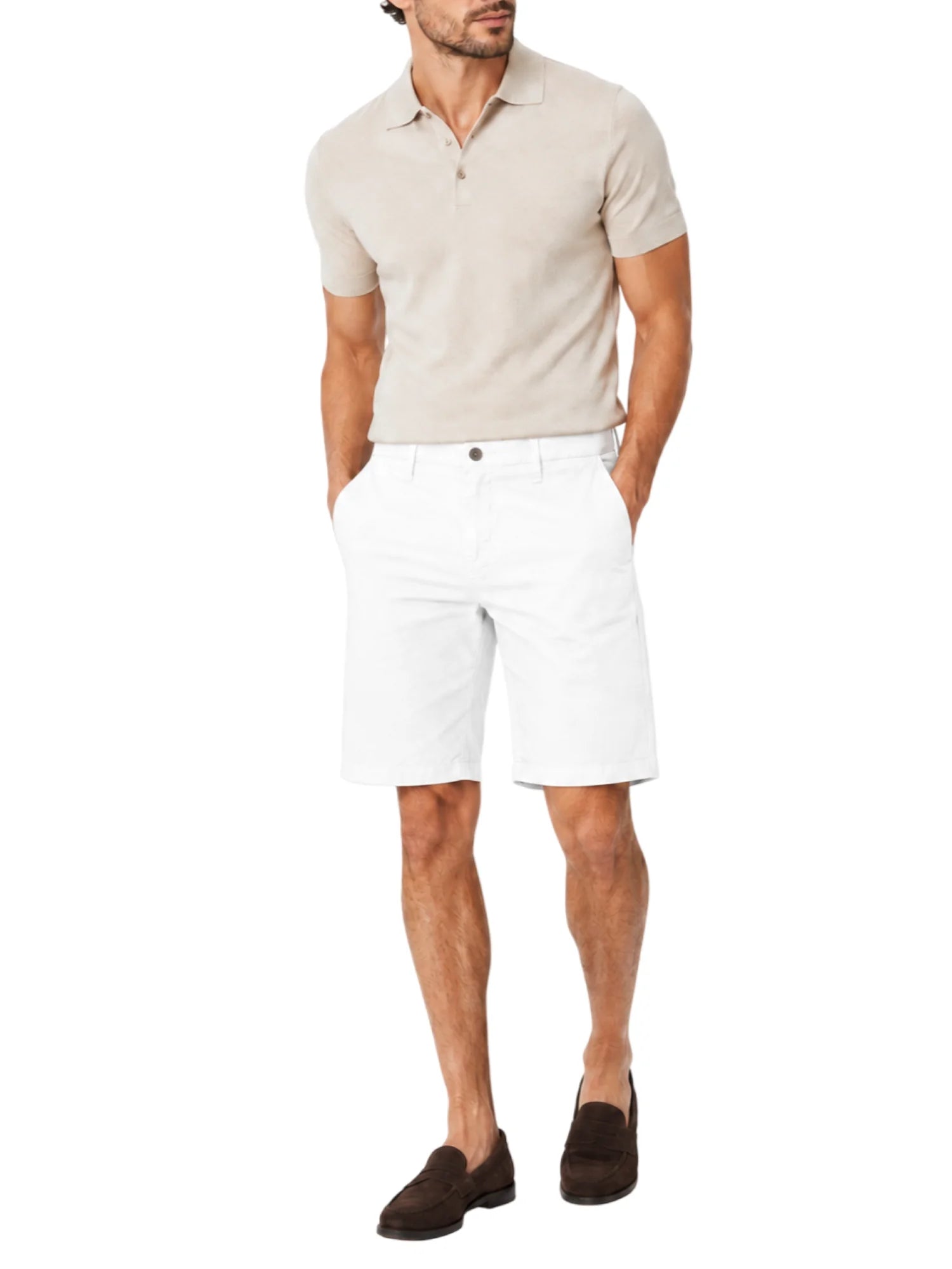 Le Braghe bermuda uomo in rasatello di cotone bianco B02-1601 BIANCO Le Braghe 