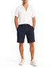 Le Braghe bermuda uomo in lino con pinces blu