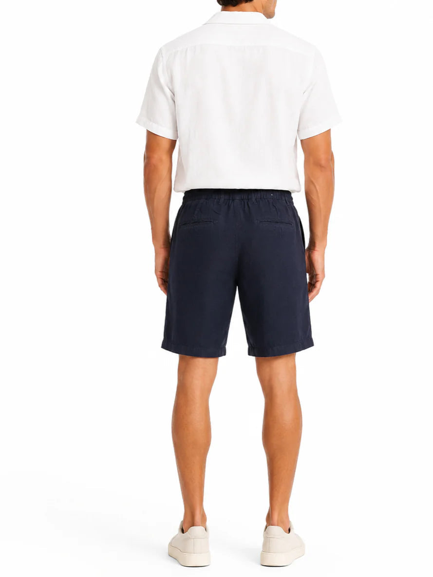 Le Braghe bermuda uomo in lino con pinces blu BM314-1615 BLU Le Braghe 