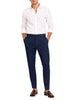 Le Braghe pantaloni uomo in lino slim blu scuro