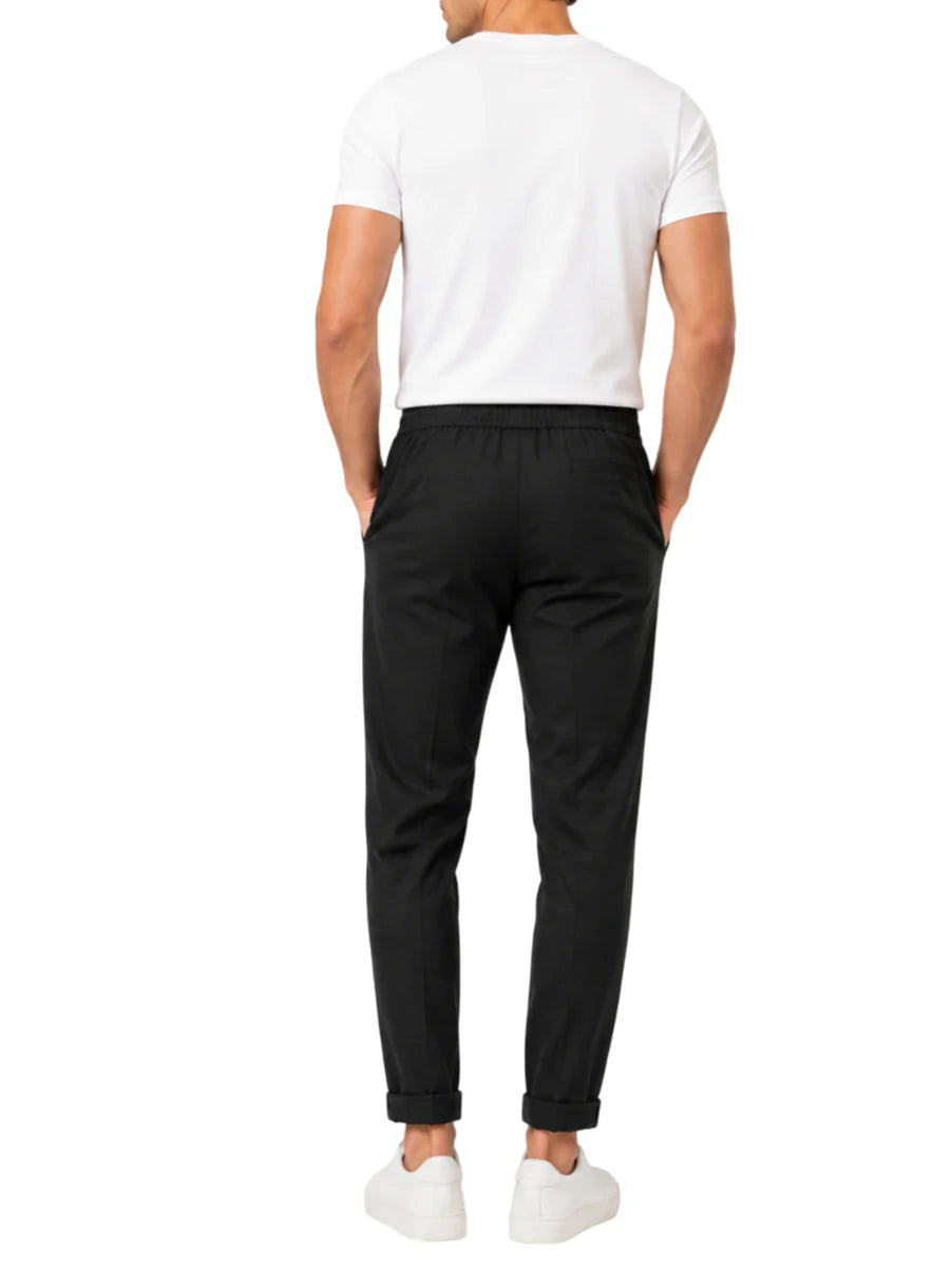 Le Braghe pantaloni uomo con coulisse misto viscosa nero J394-1645 NERO Le Braghe 