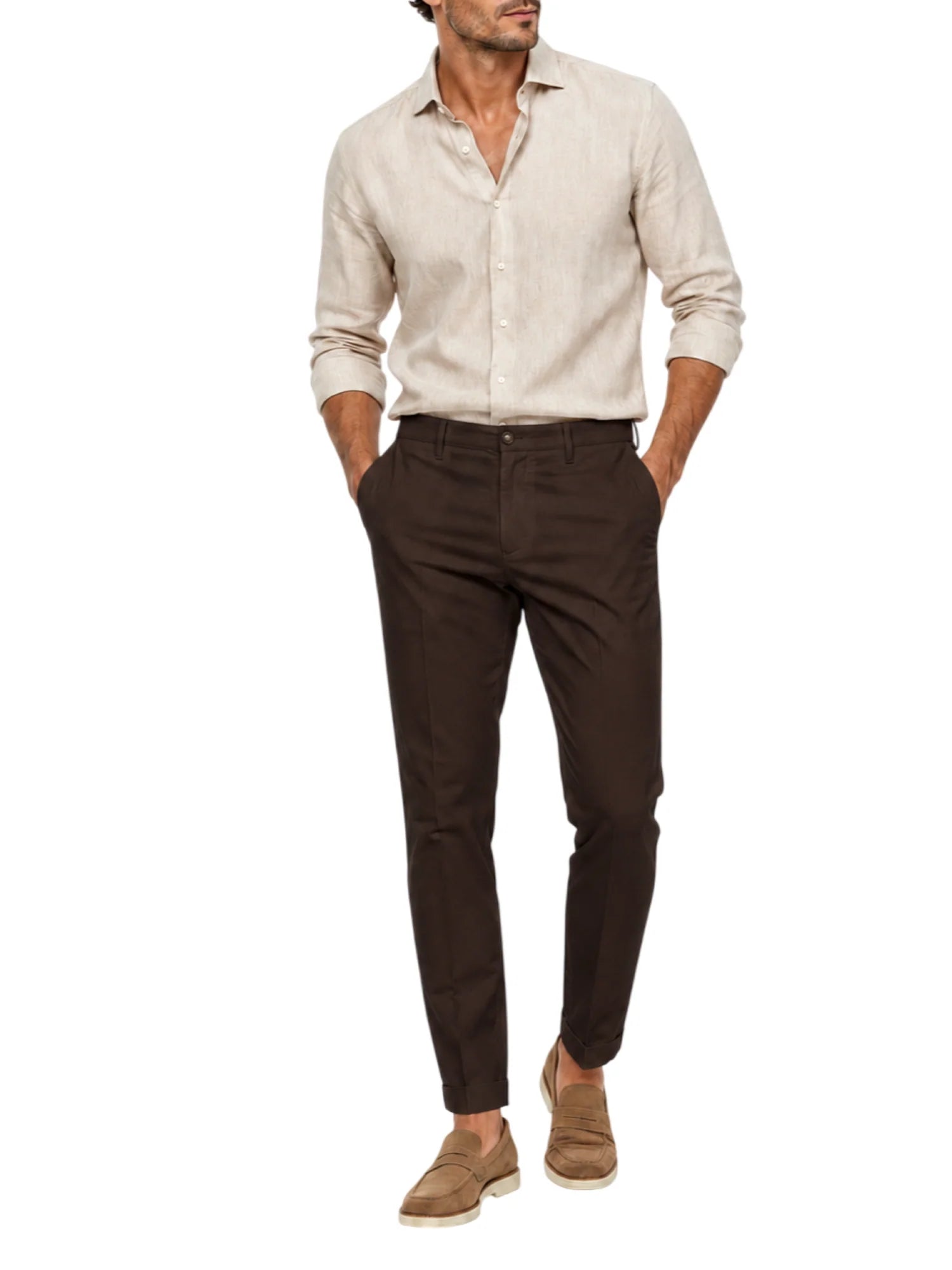 Le Braghe pantaloni uomo capri slim marrone M1056-1602 CACAO Le Braghe 