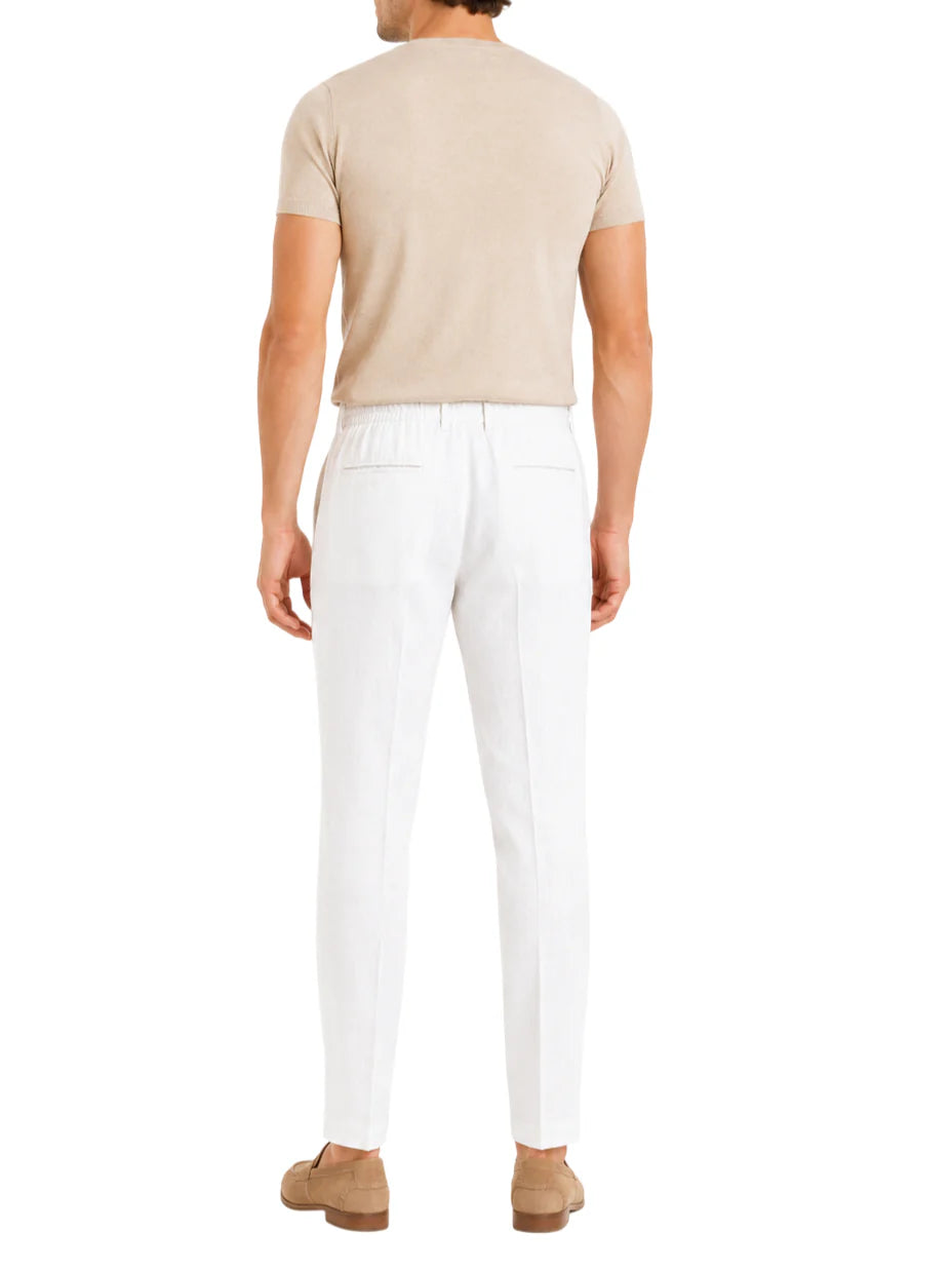 Le Braghe pantaloni uomo in lino slim bianco M314-1615 BIANCO Le Braghe 
