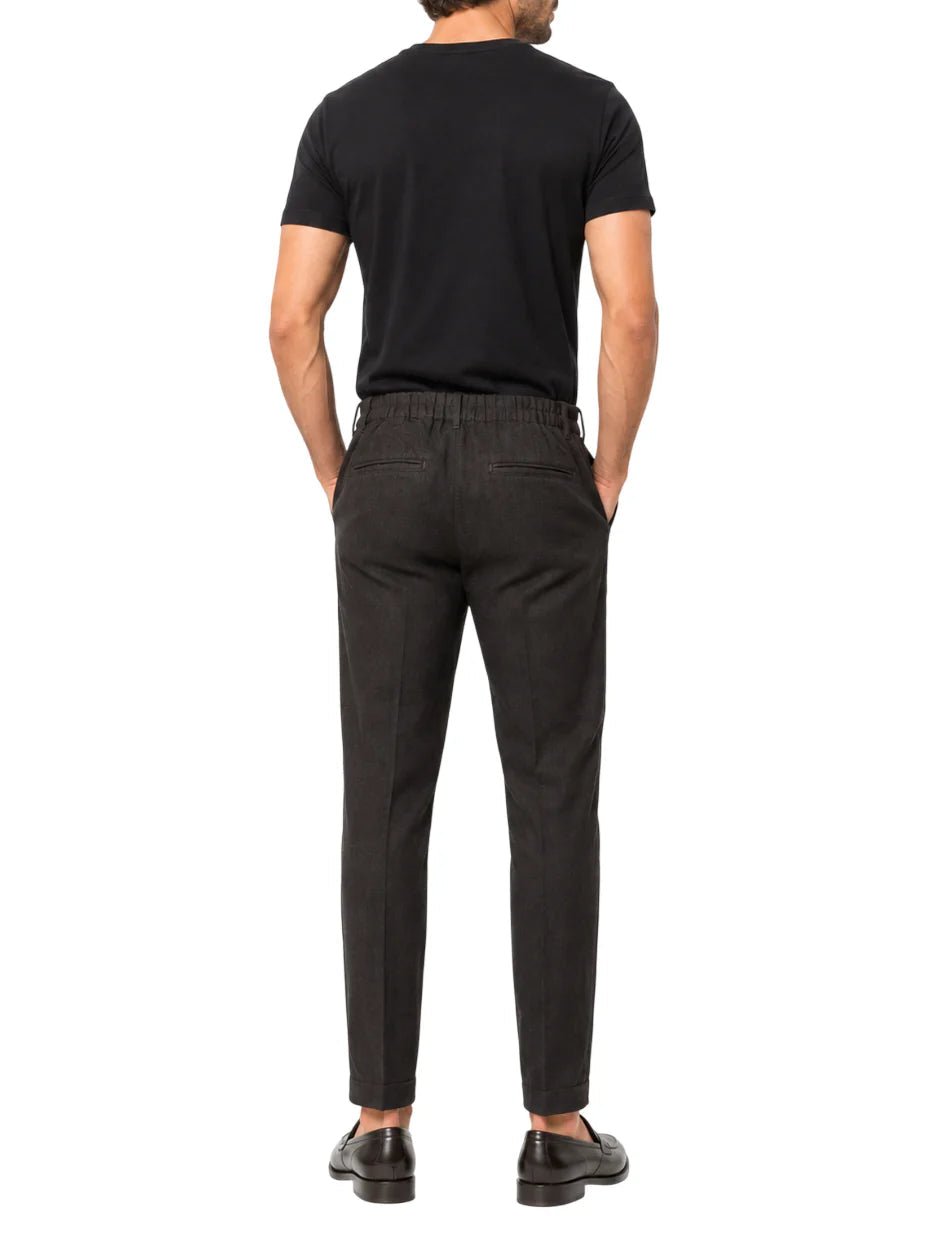 Le Braghe pantaloni uomo in lino slim marrone moro M314-1615 CACAO Le Braghe 