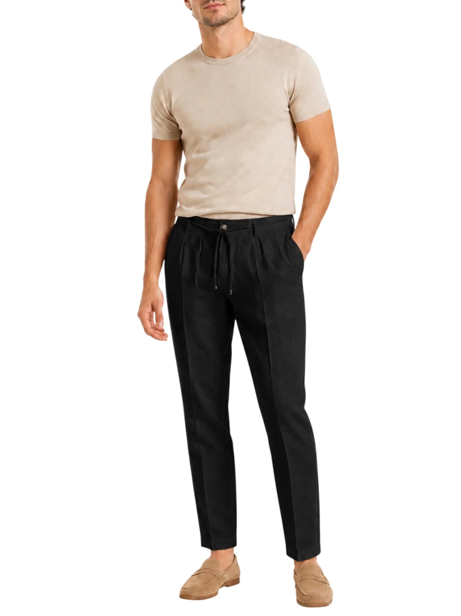Le Braghe pantaloni uomo in lino slim nero M314-1615 NERO Le Braghe 