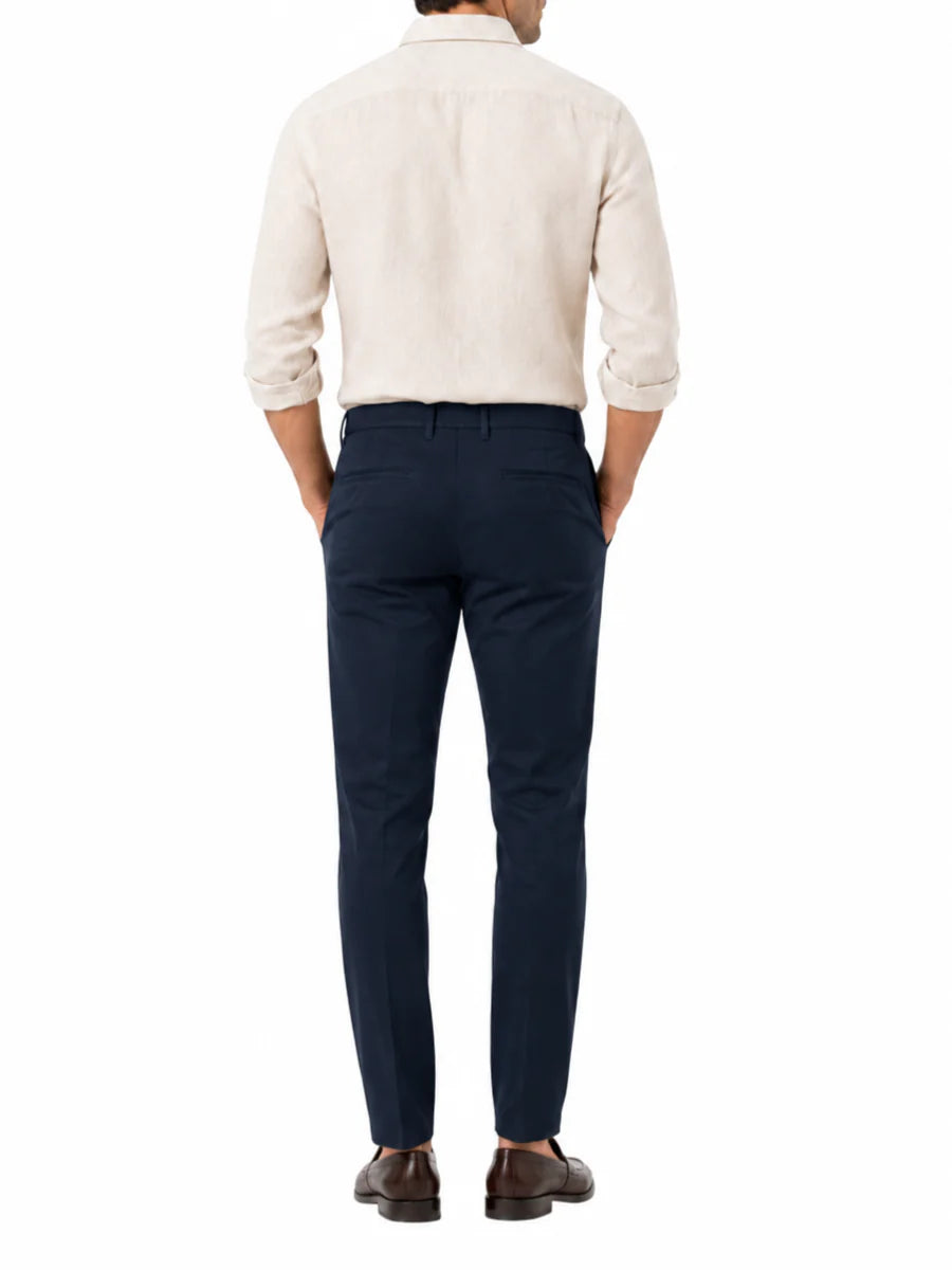 Le Braghe pantaloni uomo in cotone slim blu PT105-1602 BLU Le Braghe 