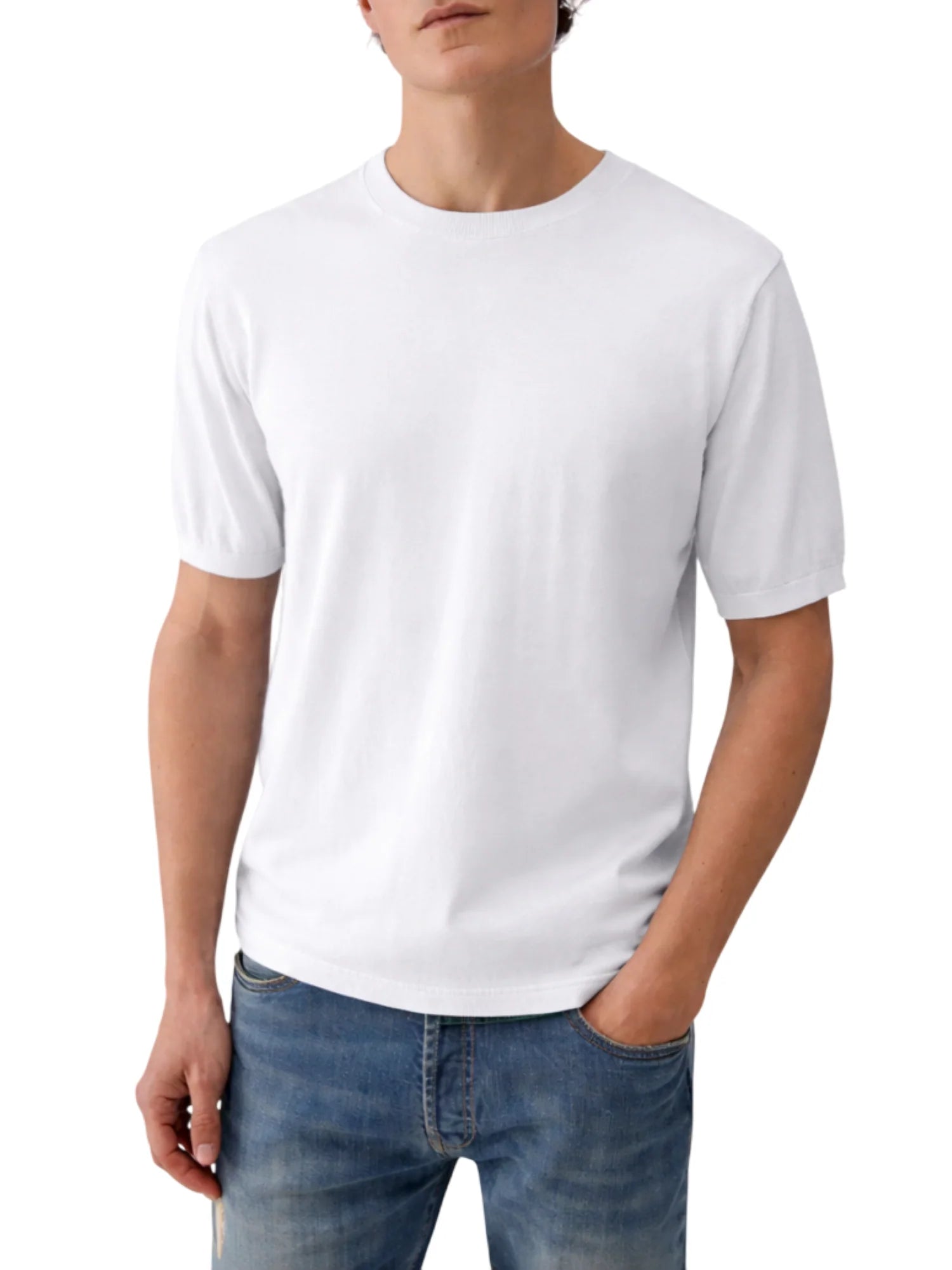 Liu Jo maglia manica corta uomo misto seta bianco latte QA6072MA19R 14201 LIU JO 