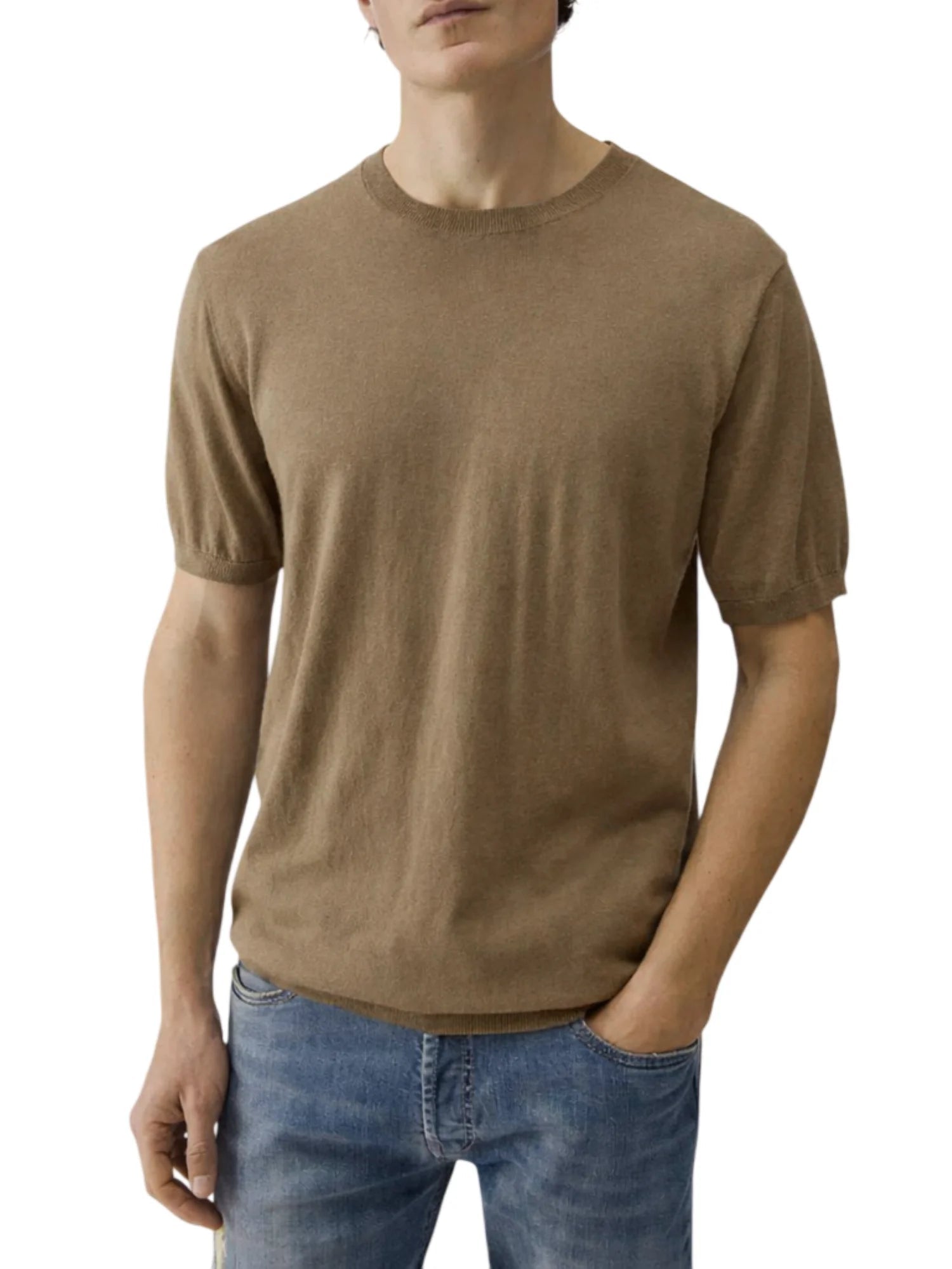 Liu Jo maglia manica corta uomo misto seta tortora QA6072MA19R 81112 LIU JO 