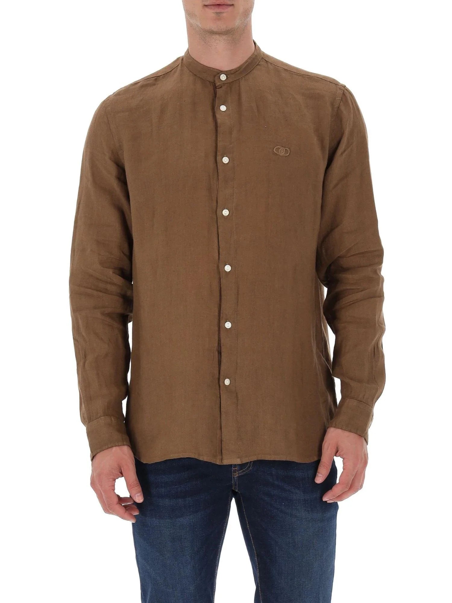 Liu Jo camicia alla coreana uomo in lino marrone QA6205T4359 81124 LIU JO 