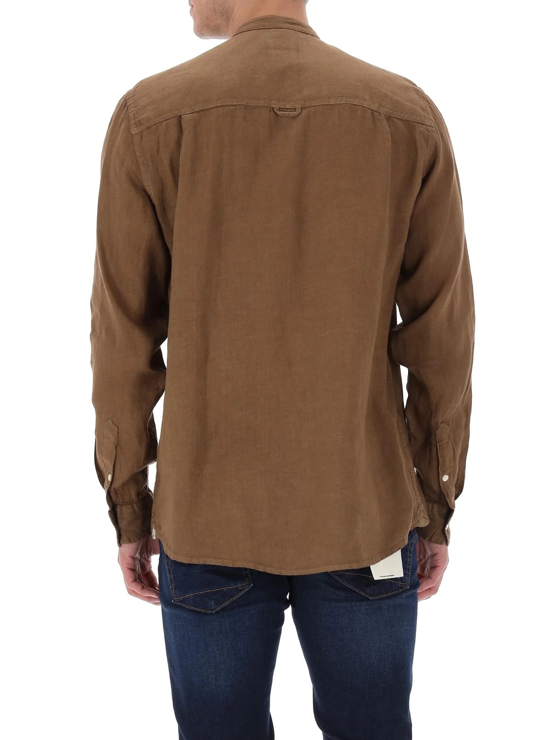 Liu Jo camicia alla coreana uomo in lino marrone QA6205T4359 81124 LIU JO 