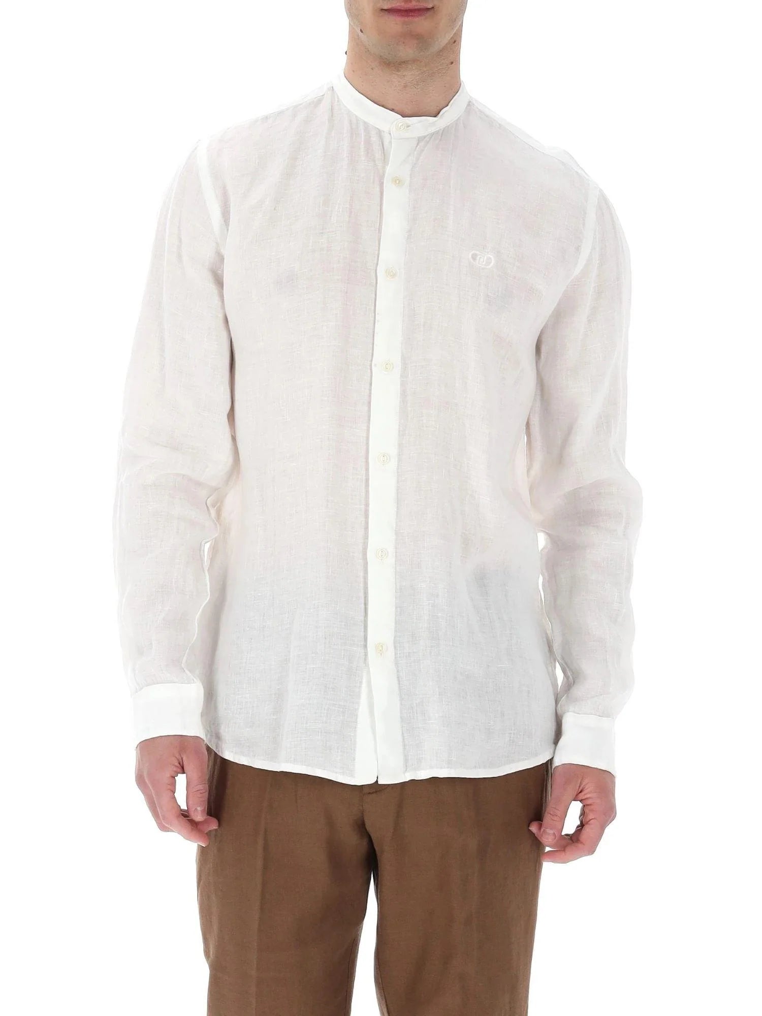 Liu Jo camicia alla coreana uomo in lino bianco QXX100T4359 14201 LIU JO 