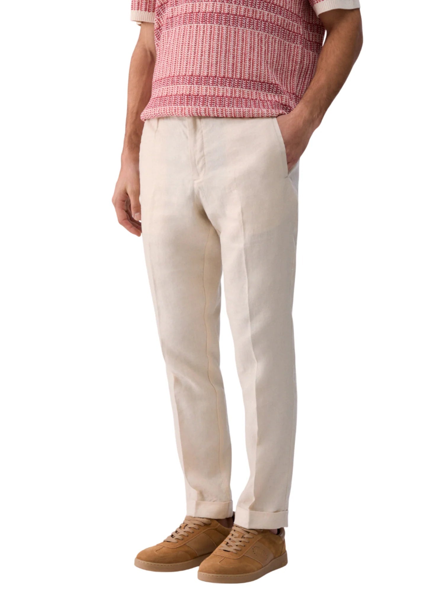 Liu Jo pantaloni uomo in lino con coulisse beige chiaro QXX121T4346 30000 LIU JO 