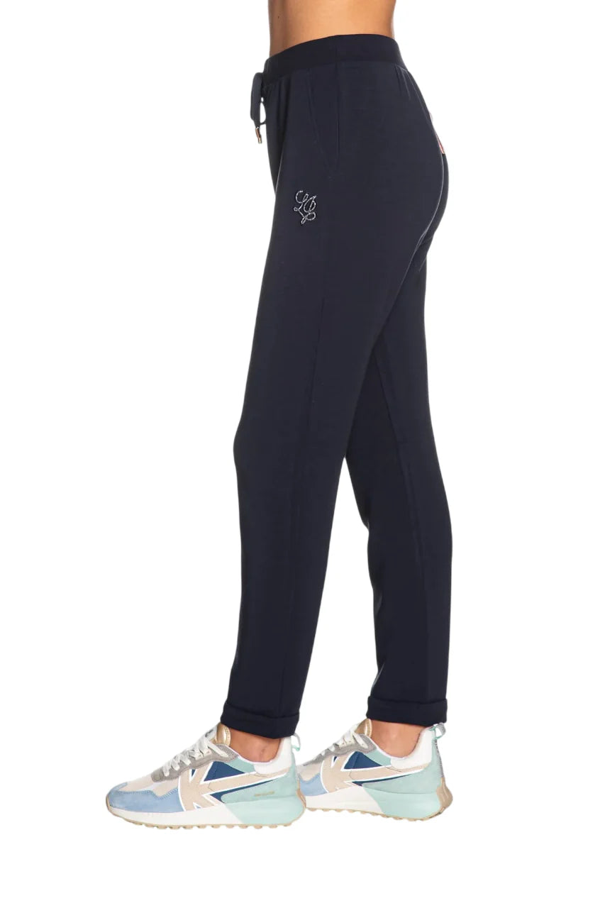 Liu Jo pantaloni joggers con logo strass blu TA6081JS869 93924 LIU JO 