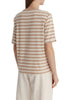 Liu Jo T-shirt manica corta a righe con strass panna beige