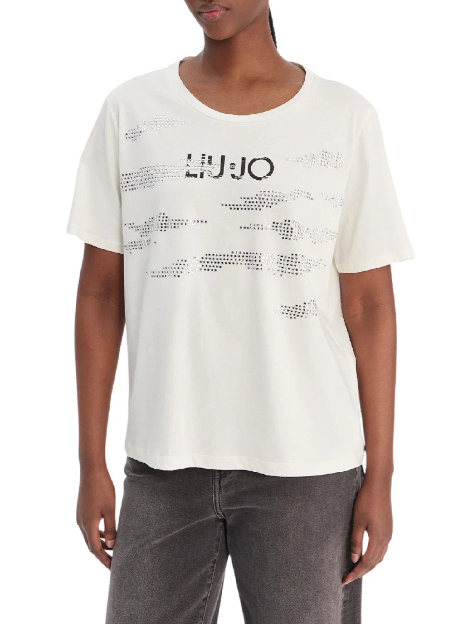 Liu Jo T-shirt manica corta donna con strass panna TA6265JS923 P9286 LIU JO 