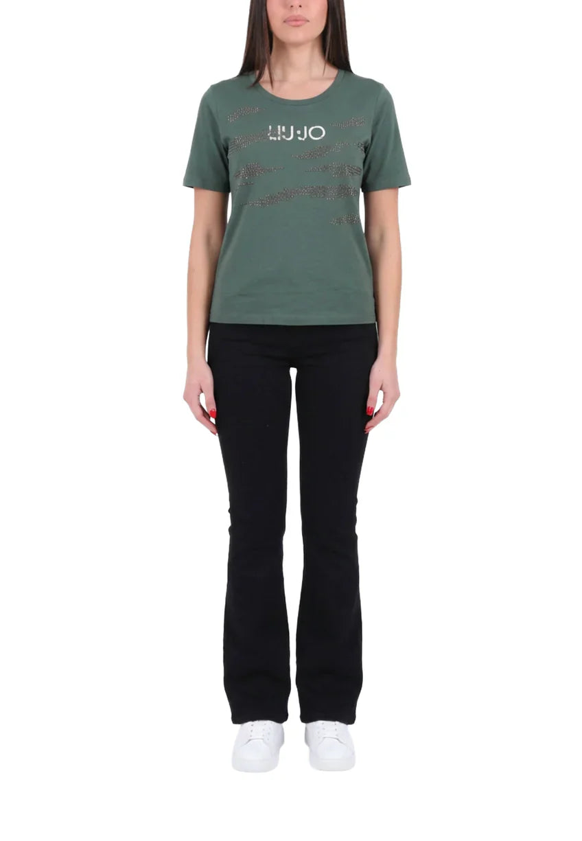 Liu Jo T-shirt manica corta donna con strass verde salvia TA6265JS923 P9287 LIU JO 