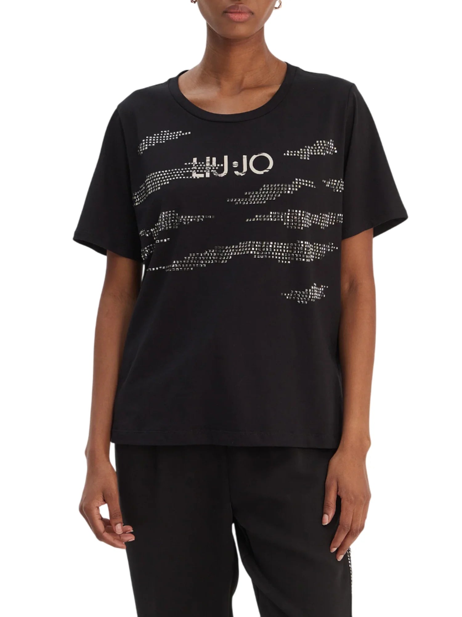 Liu Jo T-shirt manica corta donna con strass nero TA6265JS923 S9053 LIU JO 
