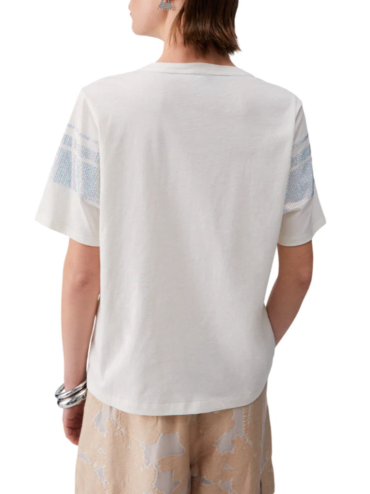 Liu Jo T-shirt manica corta con strass panna TA6267JS923 M9223 LIU JO 