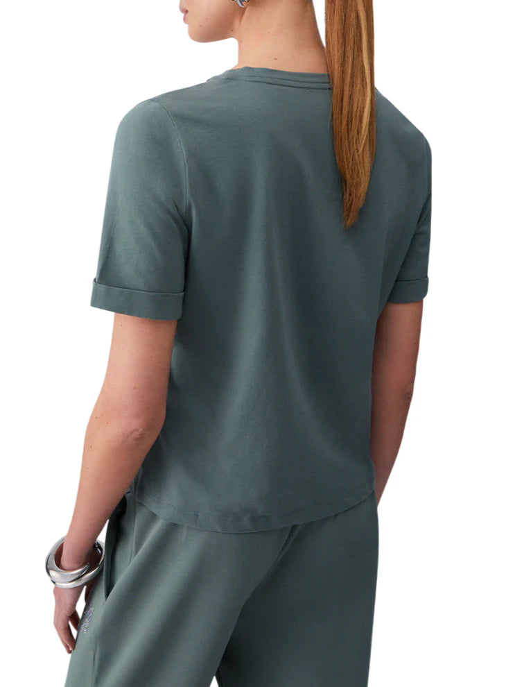 Liu Jo T-shirt scollo a V con strass verde salvia TA6284JS923 76009 LIU JO 