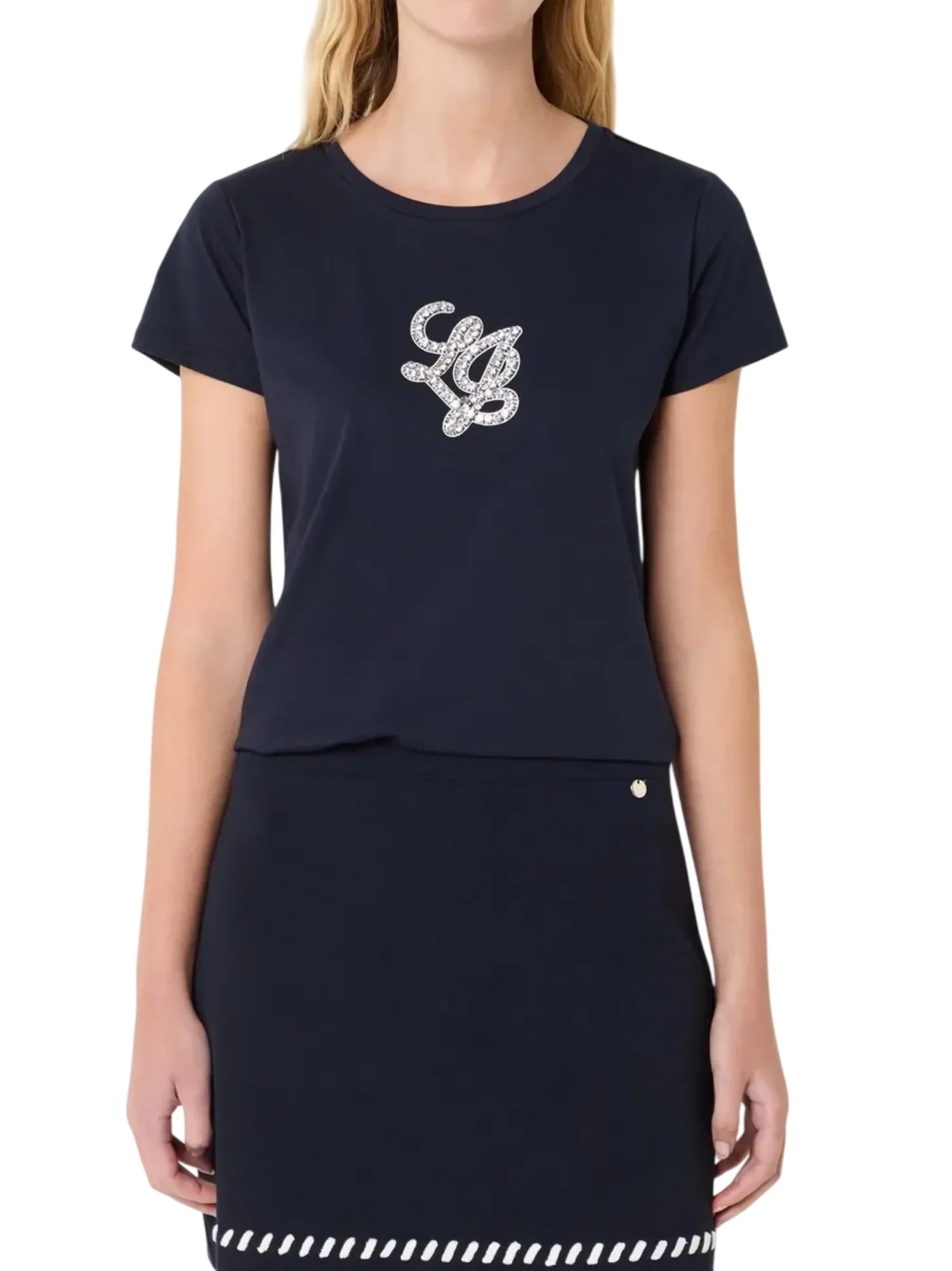 Liu Jo T-shirt manica corta con logo gioiello blu TA6285JS923 P9304 LIU JO 