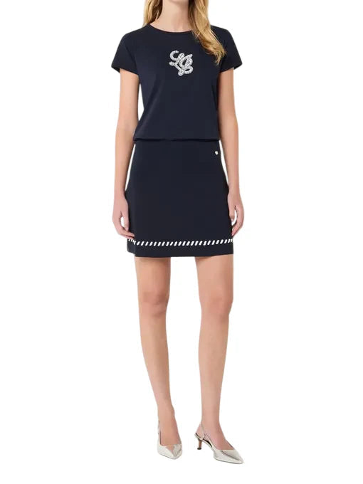 Liu Jo T-shirt manica corta con logo gioiello blu TA6285JS923 P9304 LIU JO 