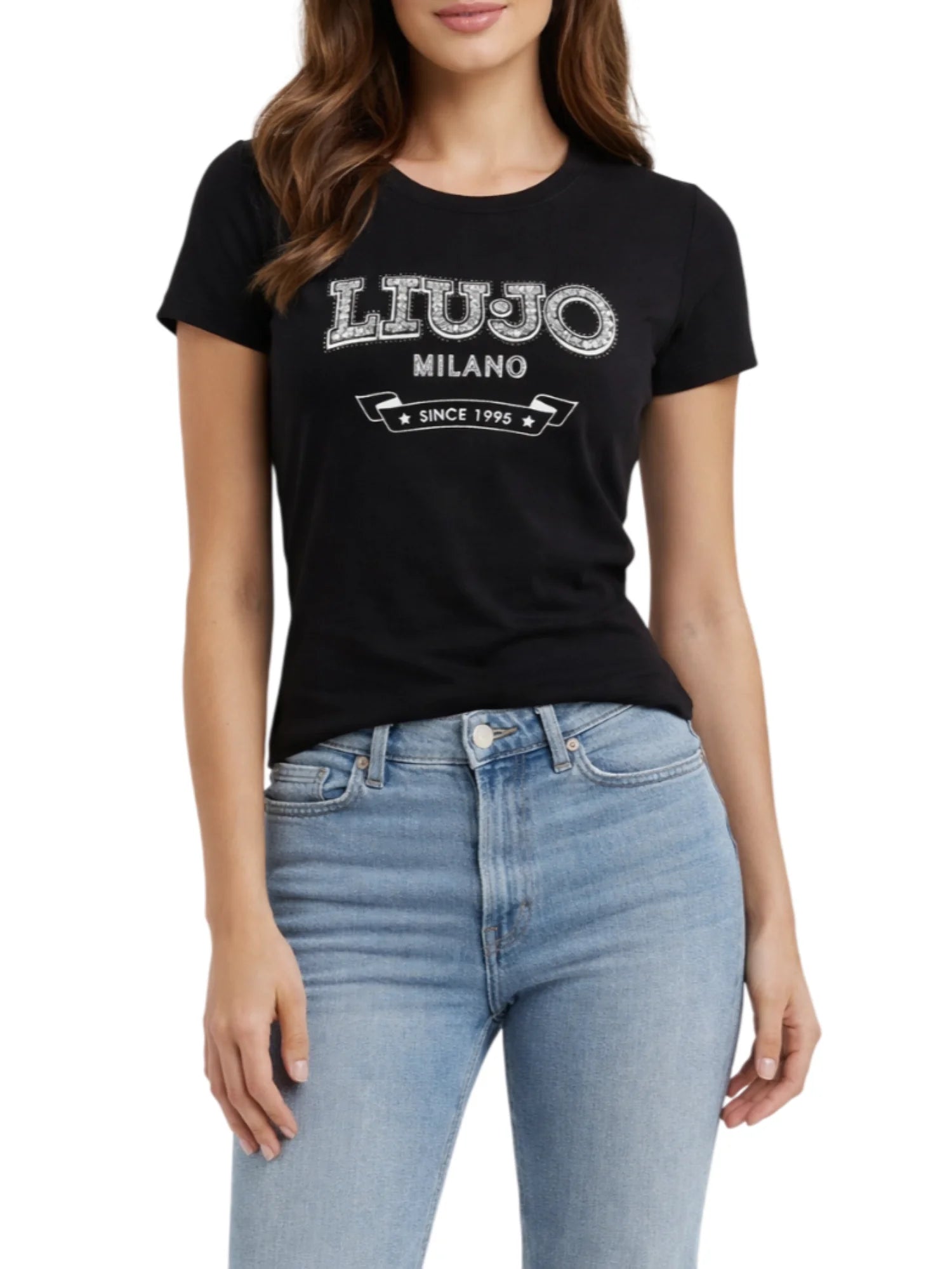 Liu Jo T-shirt manica corta con logo gioiello nero TA6285JS923 W9415 LIU JO 