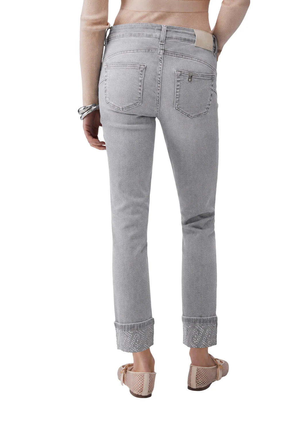Liu Jo jeans Monroe slim con risvolto gioiello lavaggio grigio UA6006D0305 87484 LIU JO 