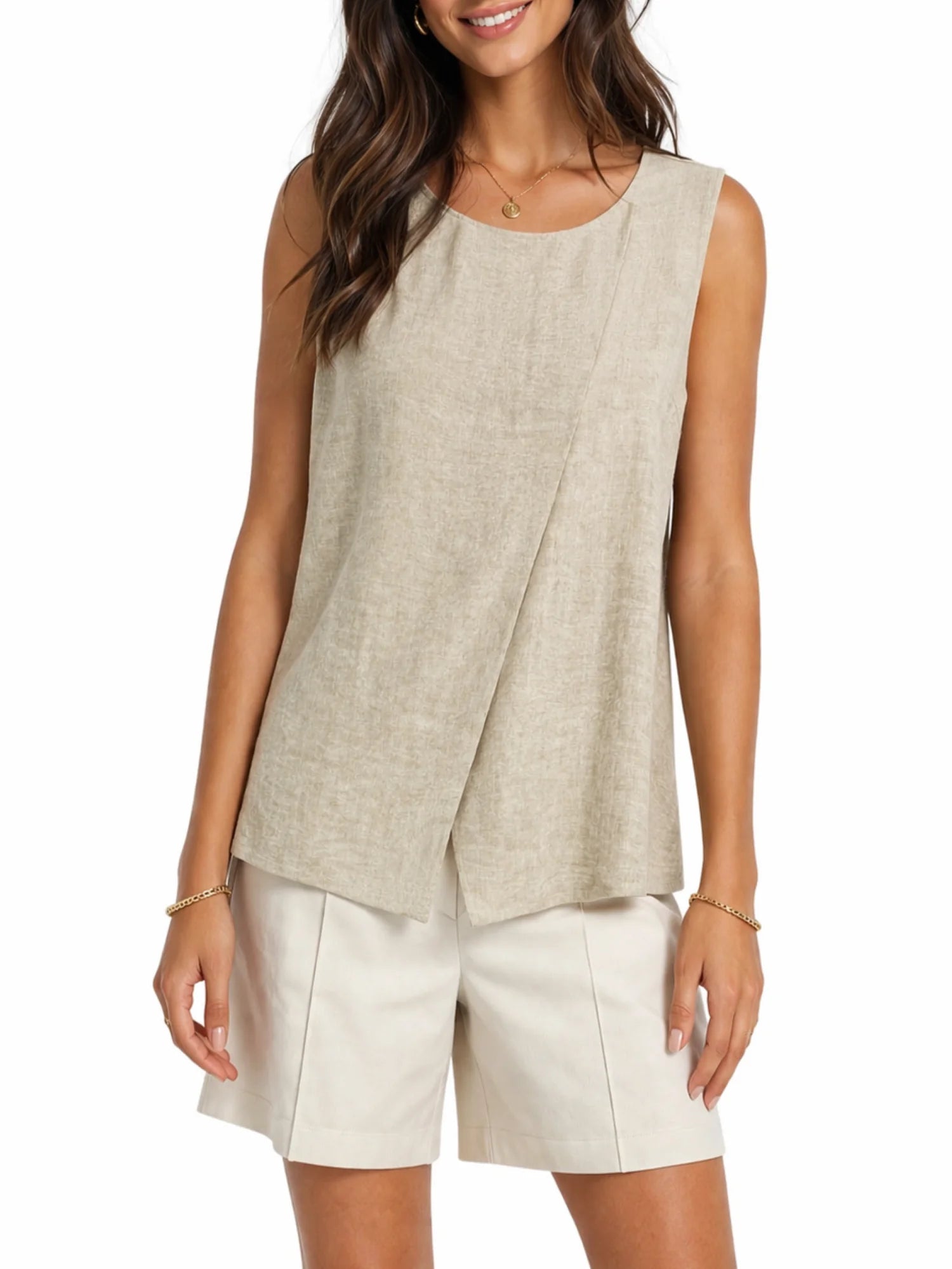Lola By Sandro Ferrone top smanicato a incrocio beige L15XBFMIA UNICA Lola BY S.FERRONE 