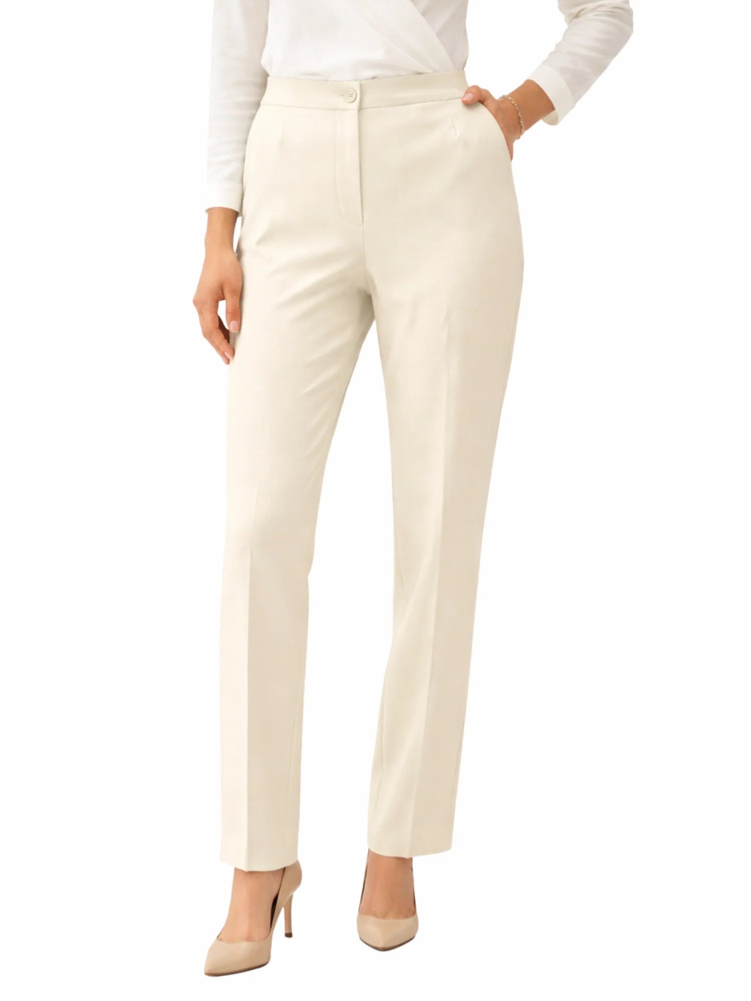 Lola by Sandro Ferrone pantaloni gamba dritta in tessuto cady fluido panna L24XBFBRUCE PANNA Lola BY S.FERRONE 