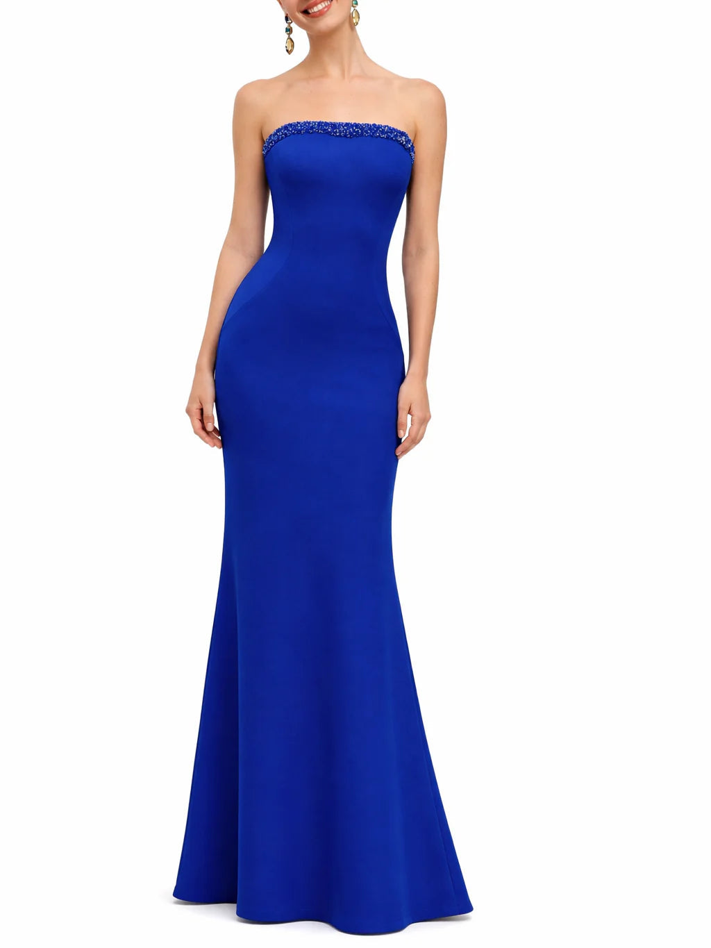Marfil abito cerimonia lungo con dettagli gioiello e mantella bluette 1J217CRL0P 635-AZUL KLEIN MARFIL BARCELONA 